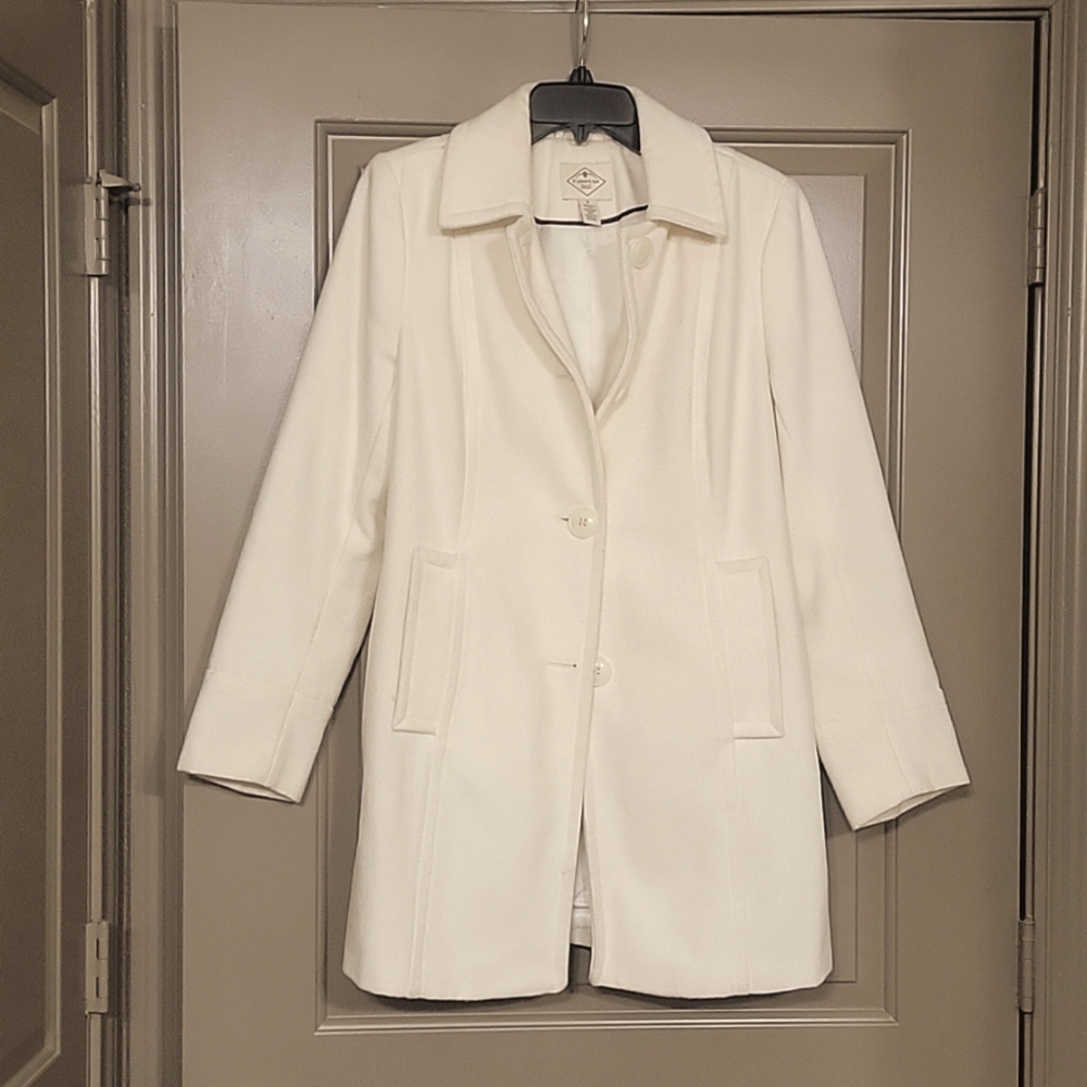 Cream peacoat, size 6